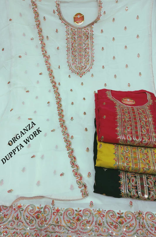 Organza Suit with Kashmiri Work