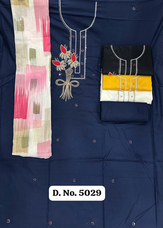 Rayon Cotton Suit with Embroidery
