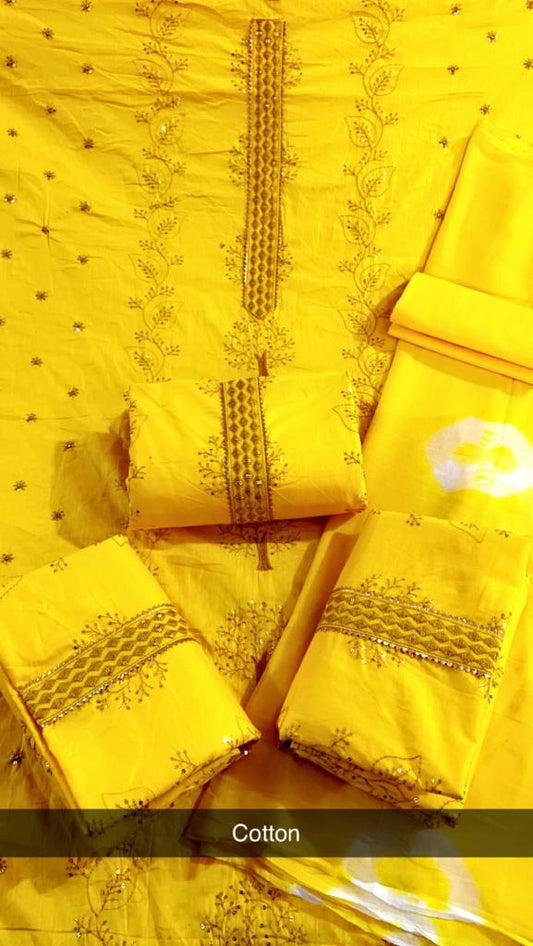 Pure Cotton Embroidery Suit (Haldi Special)