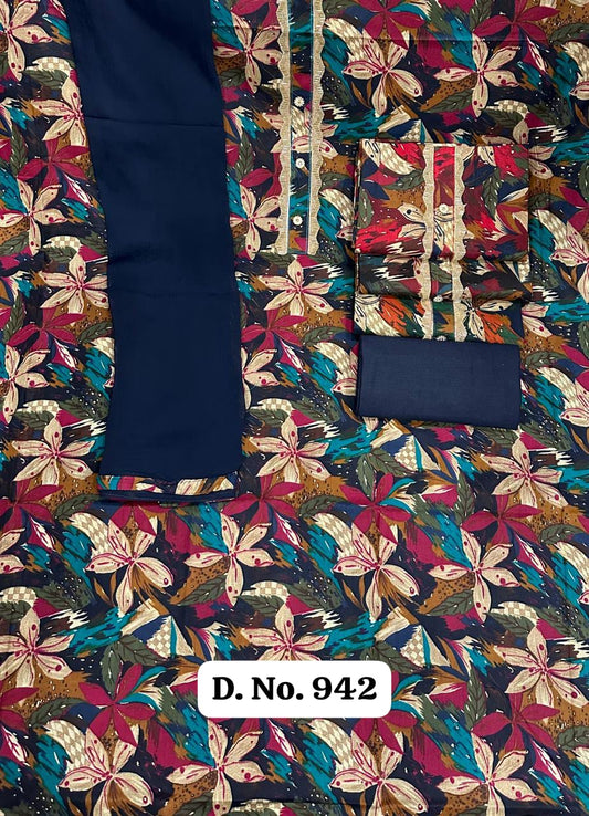 Rayon Cotton Floral Print Suit